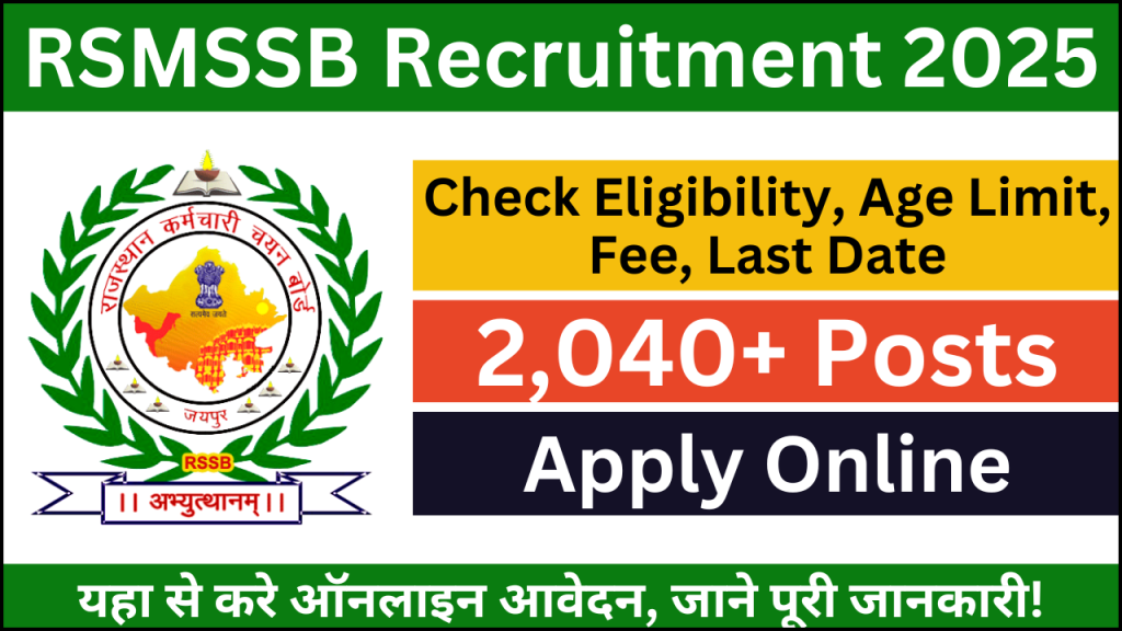 RSMSSB Recruitment 2025, 2,041 Livestock Assistant Posts, Notification, Eligibility & Application Details