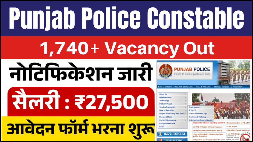 Punjab Police Recruitment 2025, Check 1,746 Constable Vacancy, Application Fees and Payment Details